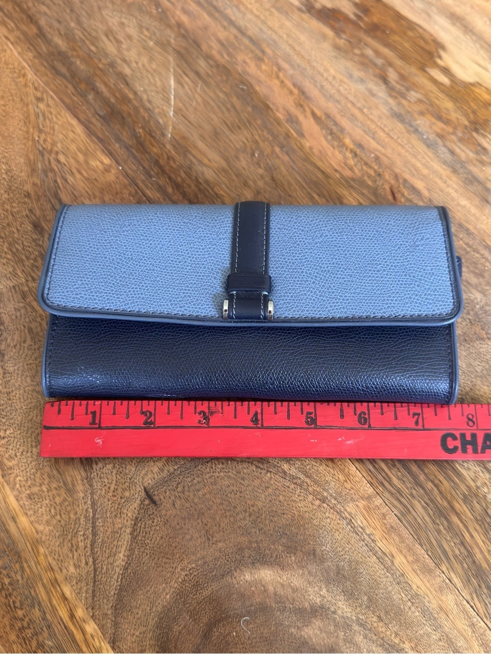 TUMI Continental Wallet Two-Tone Blue Leather Silver Hardware Navy Cornflower - Picture 10 of 10